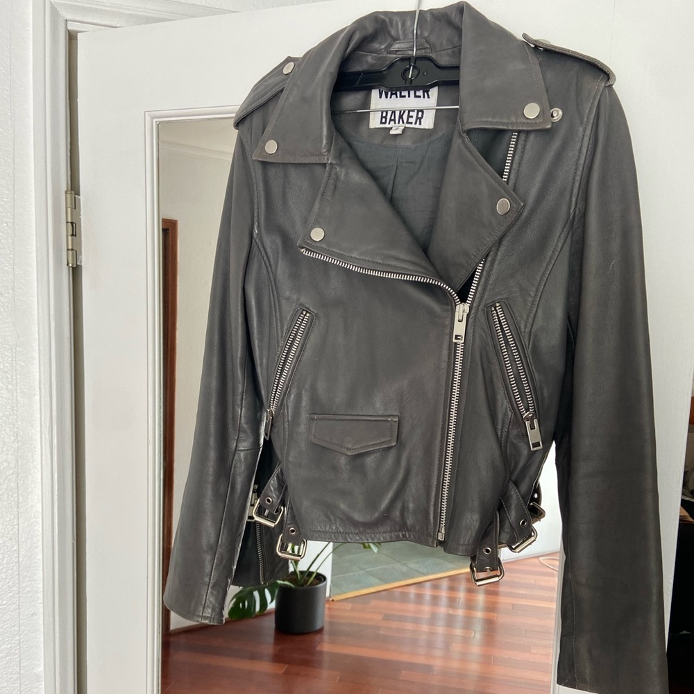 Grey leather jacket Walter baker